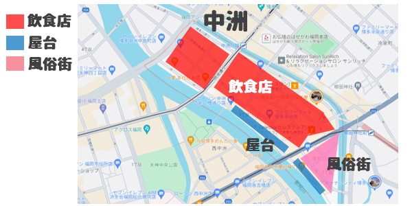 中洲の宴会マップ